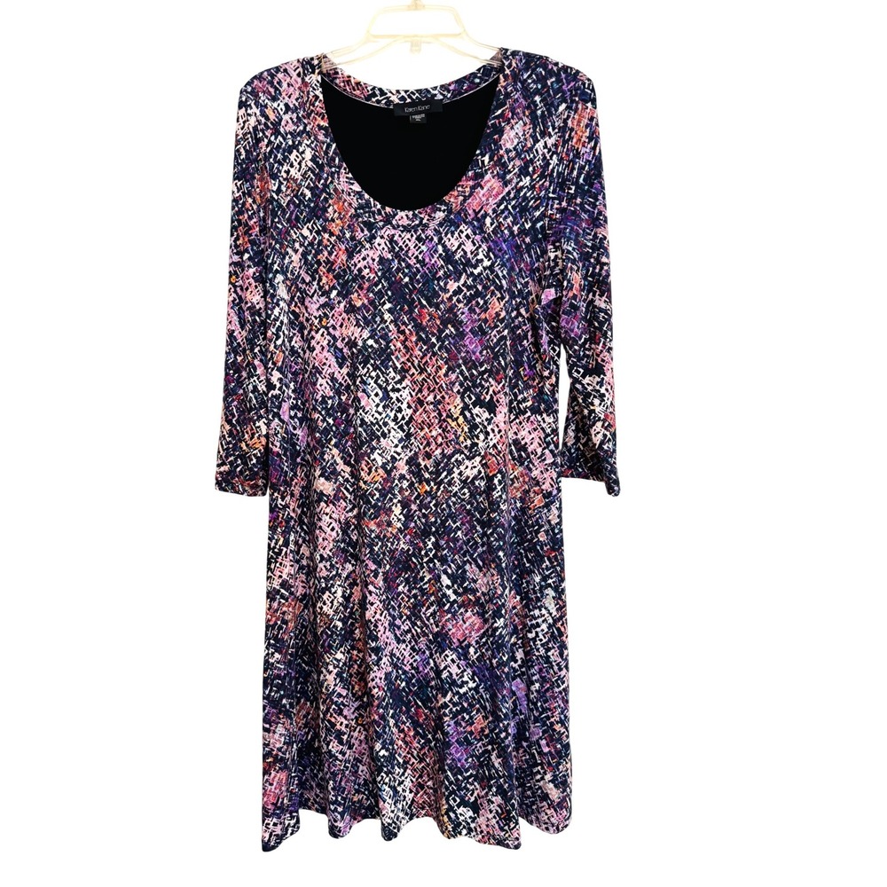 Karen Kane Womens XL Abstract Print 3/4 Sleeve A-Line Pullover Scoop Neck Dress